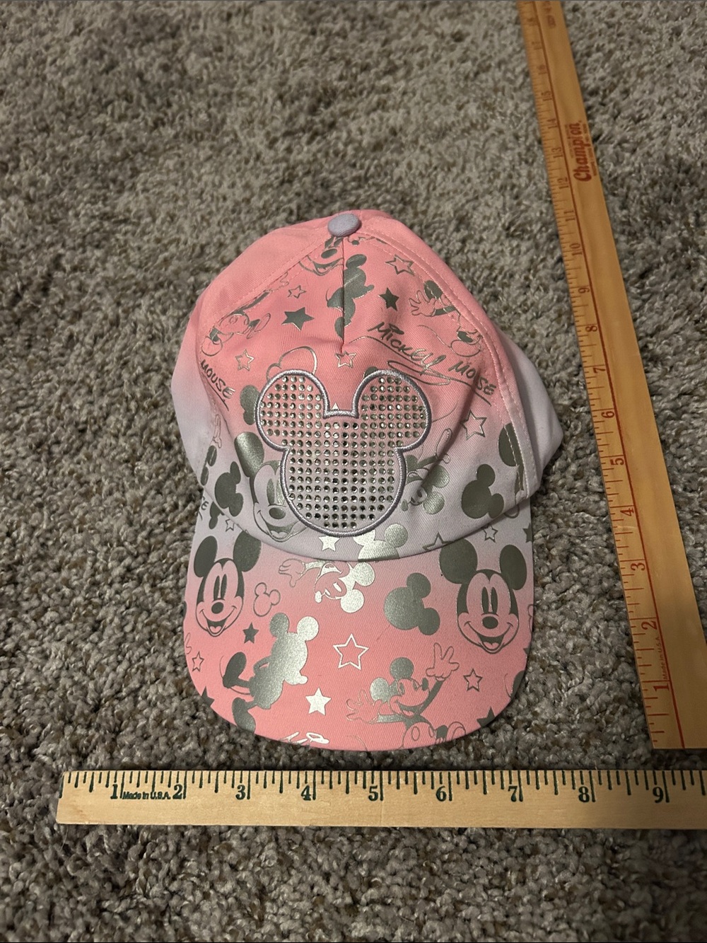 Disney Pink and Silver Mickey Mouse Bling Baseball Cap